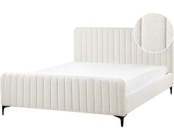 LUNAN - Tweepersoonsbed - Gebroken wit - 160 x 200 cm - Bouclé