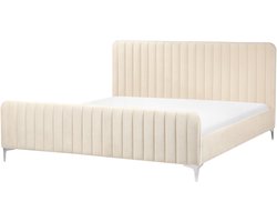 LUNAN - Tweepersoonsbed - Lichtbeige - 180 x 200 cm - Fluweel