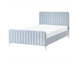 LUNAN - Tweepersoonsbed - Lichtblauw - 120 x 200 cm - Fluweel