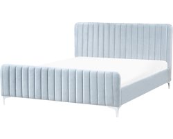 LUNAN - Tweepersoonsbed - Lichtblauw - 160 x 200 cm - Fluweel