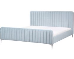 LUNAN - Tweepersoonsbed - Lichtblauw - 180 x 200 cm - Fluweel