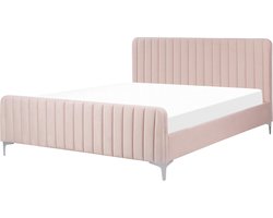 LUNAN - Tweepersoonsbed - Pastelroze - 160 x 200 cm - Fluweel