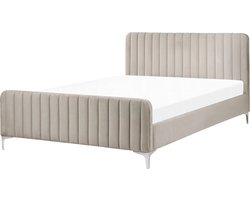 LUNAN - Tweepersoonsbed - Taupe - 140 x 200 cm - Fluweel