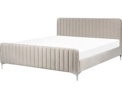 LUNAN - Tweepersoonsbed - Taupe - 180 x 200 cm - Fluweel