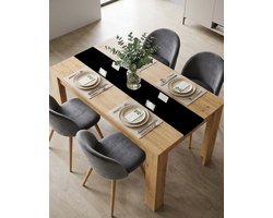 LunaNordic Luxe Eetkamerset met 4 Fluwelen Stoelen en Eettafel 110 x 70 x 75 cm Scandinavisch Design Grijs/Eikenlook voor Keuken en Eetkamer