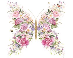 Lunch servetten - Papillon et fleurs Vlinder Bloemen