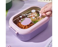 Lunchbox-Bento Box -RVS Broodtrommel-Compartimenten-Volwassenen en Kinderen-Salade lunchbox-Paars