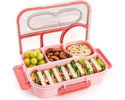 Lunchbox - Broodtrommel - 1100 ml - lunchboxen - Lunchbox met vakjes - 4 compartimenten - Lunchboxen - Lunchbox voor Volwassenen en Kinderen - Ideaal voor School, Werk en Reizen