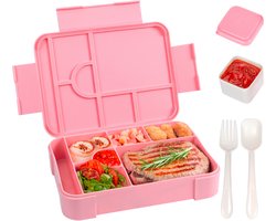 Lunchbox - Broodtrommel - 1330 ml - Broodtrommel voor Kinderen - Bento Box - Bentoboxen met Bestek - Lekvrij - Geïsoleerde Lunchbox voor Volwassenen en Kinderen, Picknick, Werk, School - Roze