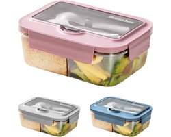 Lunchbox - Broodtrommel - lunchbox met vakjes 1400 ml - Lekvrije lunchbox - Voor School Werk, Picknick & Onderweg