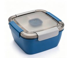 Lunchbox — Dubbellaags & met vakverdeling — Magnetronbestendig — Lekvrij & luchtdicht — Ideaal voor lichte maaltijden, broodjes en salades — Afneembaar ontwerp — Blauw - 1500 ml