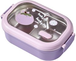 Lunchbox - Handzaam - Roestvrijstalen lunchbox - Kinderlunchbox - Roestvrijstalen lunchbox - Met tussenschotten - Roestvrijstalen lunchbox voor school, werk, picknicks en reizen (paars)