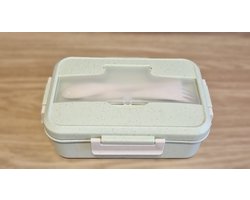 Lunchbox - Lunch Box - Broodtrommel - Lunchtrommel - Trommel - Box - Bestek - Vakjes - Wheat - BPA vrij - Biologisch - Bento - Duurzaam - Groen