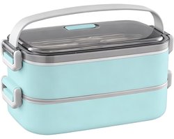 Lunchbox-RVS Lunchbox - Bento Box Volwassenen en Kind - Grote Broodtrommel met Vakken - Lekvrije Warmhoud Lunchbox voor Werk en School - 304 Roestvrij Staal