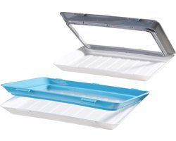 Lunchbox set voor volwassenen - grijs/blauw - Click&Fresh - 2 stuks