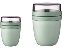 Lunchpot Ellipse Nordic Sage klein/groot praktische mueslibeker, yoghurtbeker, beker voor onderweg. Geschikt voor vriezer, magnetron en vaatwasser