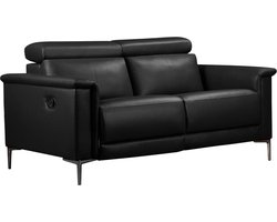 Lund - Bank 2 zits met 1 handmatige relaxfauteuil in zwart PU leer (97 x 160 x 100 cm)