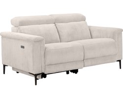 Lund|2Zits bank met 1 elektrische fauteuil in corduroy crème
