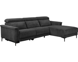 Lund|Bank 3-zits met 1 elektrische relaxfauteuil in stof antraciet