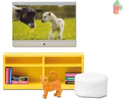 Lundby Set - Tv Met Meubel Geel