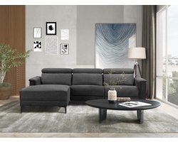 Lund|Chaise Lounge Sofa met 1 Handmatige Relaxfauteuil in Antraciet Stof
