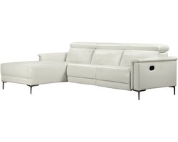 Lund|Hoekbank 3 zits met 1 manuele relaxfauteuil in PU crème
