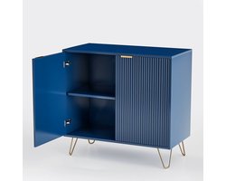 Lunekiss Buffetkast dressoir met 2 deuren en gouden handgrepen - MDF opbergkast voor woonkamer en keuken, 80x40x78 cm - Blauw