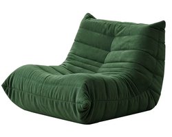 Lunekiss Relaxstoel Vloerbank – Ergonomische Lounge Stoel met Groot Zitkussen en Antislip Basis – Groen – 1 Persoons