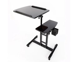 Lunekiss Verstelbare salon trolley met dubbel werkblad - roltafel met wielen & rem - hoogte 57,5-90 cm - kantelbaar blad