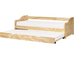 LUNERAY - Onderschuifbed - Lichtbruin - 90 x 200 cm - Hout