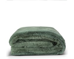 Lunetta Rabbit Fur Plaid Florence - 130x170cm - Teddy Deken - Plaids - Fluffy Deken - Groen - Zachte Deken 130x170