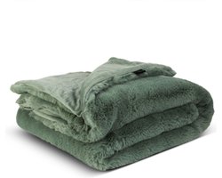 Lunetta Rabbit Fur Plaid Florence - 130x170cm - Teddy Deken - Plaids - Fluffy Deken - Groen - Zachte Deken 130x170