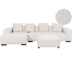 LUNGO - Hoekbank met ottomaan - Gebroken wit - Rechtszijdig - Corduroy