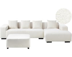 LUNGO - Hoekbank met ottomaan - Wit - Linkerzijde - Bouclé