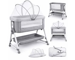 Lunola 3 In 1 Co Sleeper - Baby Bed - Peuterbed - Meegroeibed - Schommelfunctie - Verstelbaar - Grijs