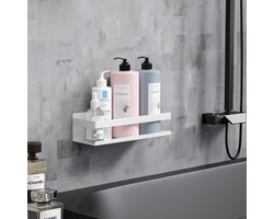 LUNOR Boracay – Badkamer Accessoire – Doucheplank – Wandrek – 28 × 10 × 8 cm – Roestvrij Galvaniseerd Metaal – Wit
