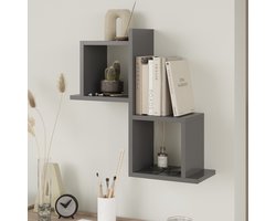 Lunor Capri – Wandplank Set van 2 – Moderne Wandrek – Antraciet – 30×24×28 cm – Modulaire Wanddecoratie