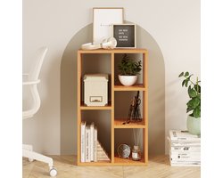 LUNOR® Monaco – Boekenkast – Kast met 5 open vakken – Kledingkast – Opbergkast – 81 x 49 x 23,5 cm (H x B x D) – Bamboe