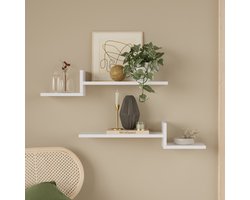 LUNOR® Mykonos – Wandrek – Zwevende Wandplanken Set – Wit – 75 cm