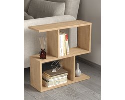 LUNOR® Terra - Tafel - Banktafel - Bijzettafel - Eik/Saffier - 3 Vakken