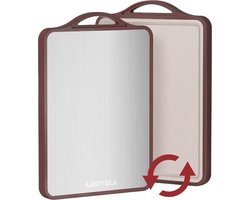 Lunvira® Luxe Snijplank Titanium – RVS Dubbelzijdige Snijplanken – Hygiënisch & Antibacterieel – Titanium Coating & Look – Cutting Board