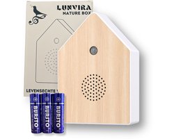 Lunvira® NatureBox - vogelgeluiden huisje met sensor - vogelhuisje met vogelgeluiden - vogelhuisje met geluid - vogelgeluiden huisje voor op toilet, badkamer, toilet en woonkamer
