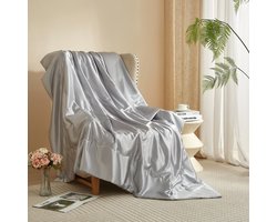 Luofanfei knuffeldeken 220x240 grijs lichtgrijs satijn glanzend deken verkoelend satijnen deken sprei glanzend satijnen bankdeken sprei bankdeken voor bank deken voor bed slaapkamer kantoor