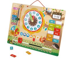 Lupilu Houten magneetklok - Magnetische klok - Leerklok - Kenmerk: gemaakt van hout - Leeftijdsadvies: 3+ - Bevordert op speelse wijze het lezen en leren klokkijken