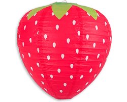 LUQ - Aardbei - Lampion - Sint Maarten - Lampionstokje - Zonder - Lichtje - Treklampion - Papier - Kind - Rood - Versiering - 1 Stuk