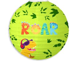 LUQ - Dino - Lampion - Sint Maarten - Lampionstokje - Zonder - Lichtje - Treklampion - Papier - Kind - Groen - Versiering - 1 Stuk