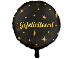LUQ – Folieballon Gefeliciteerd – Zwart-Goud – Luxe Feest Versiering – Party Folie Balloon Decoration – Helium Ready