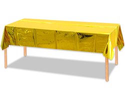 LUQ - Luxe Tafelkleed Goud Verjaardag Versiering Tafelloper Plastic Tafelzeil Feest Tafellaken Groot Formaat