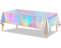 LUQ - Luxe Tafelkleed Holografisch Verjaardag Versiering Tafelloper Plastic Tafelzeil Feest Tafellaken Xl Formaat
