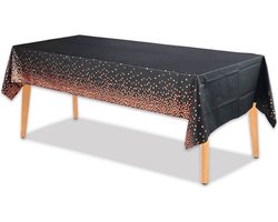 LUQ - Luxe Tafelkleed Zwart Rosegoud Stippen Verjaardag Versiering Tafelloper Tafelzeil Feest Tafellaken Xl Formaat